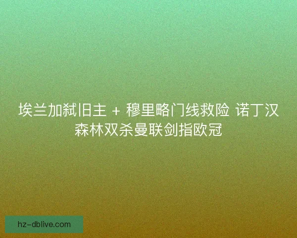 埃兰加弑旧主 + 穆里略门线救险 诺丁汉森林双杀曼联剑指欧冠